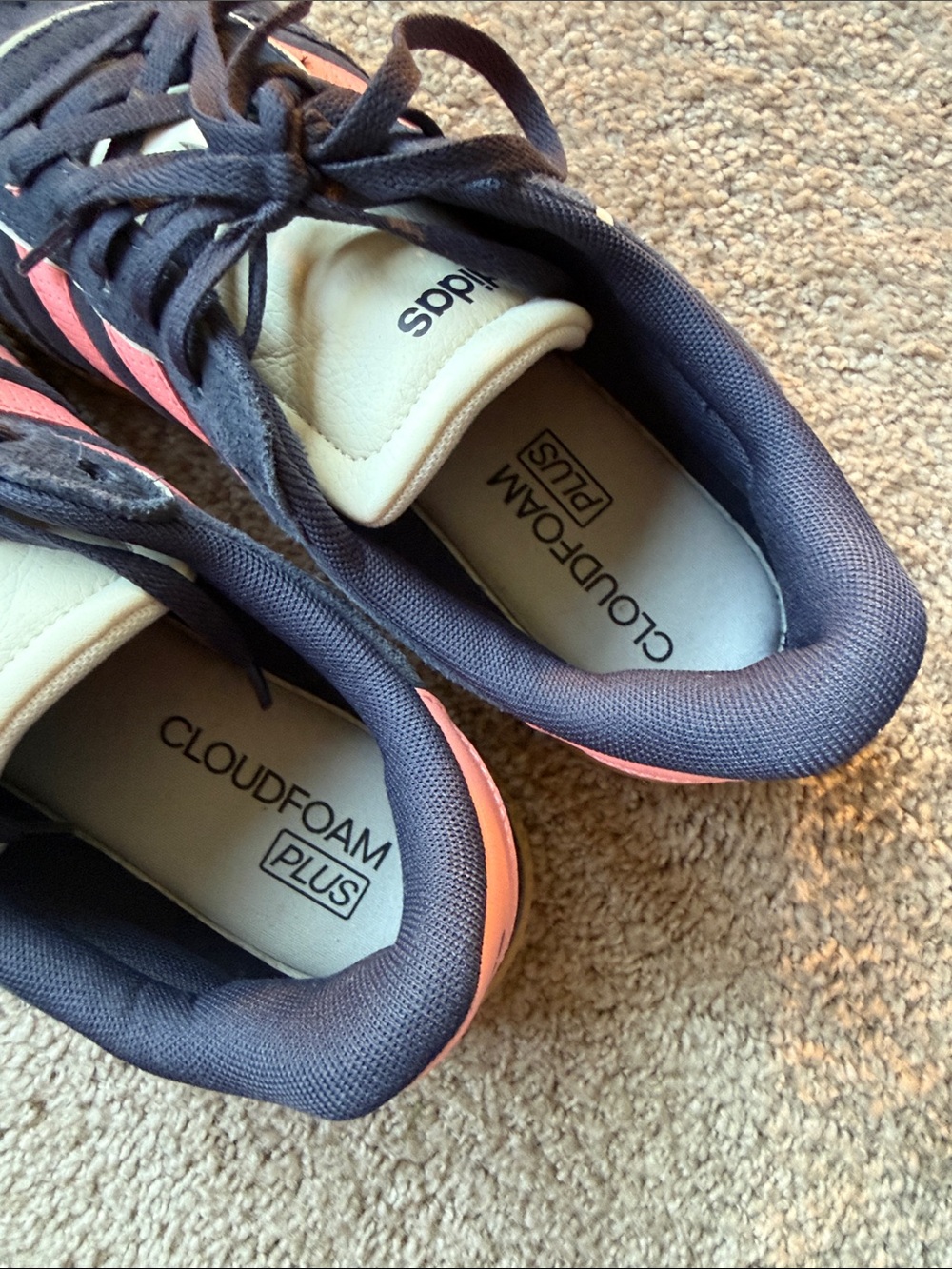 adidas Navy Suede Sneakers with Pink Stripes - Picture 4 of 7